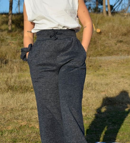 Pantalón Ancho Azul Marino Mujer Beclothing