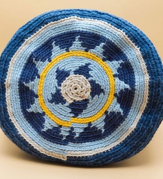 Parte De Abajo Bolso Azul Wayuu Hecho A Mano Marvicrochet Artelovers