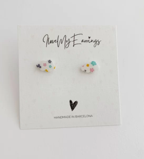 Detalle Pendientes Nube Florecitas Ilovemyearrings Artelovers