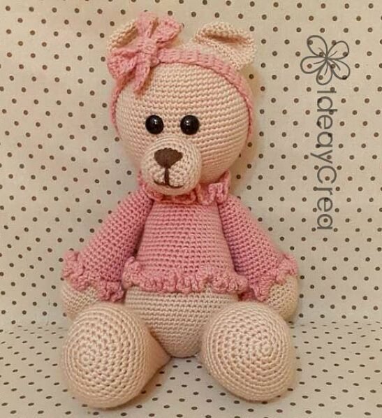 Oso Amoroso Amigurumi Peluche Ganchillo Crochet Ideaycrea Rosa