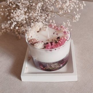 vela botanica flor preservada hecha a mano con esencias