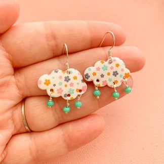 Pendientes nube largos flores