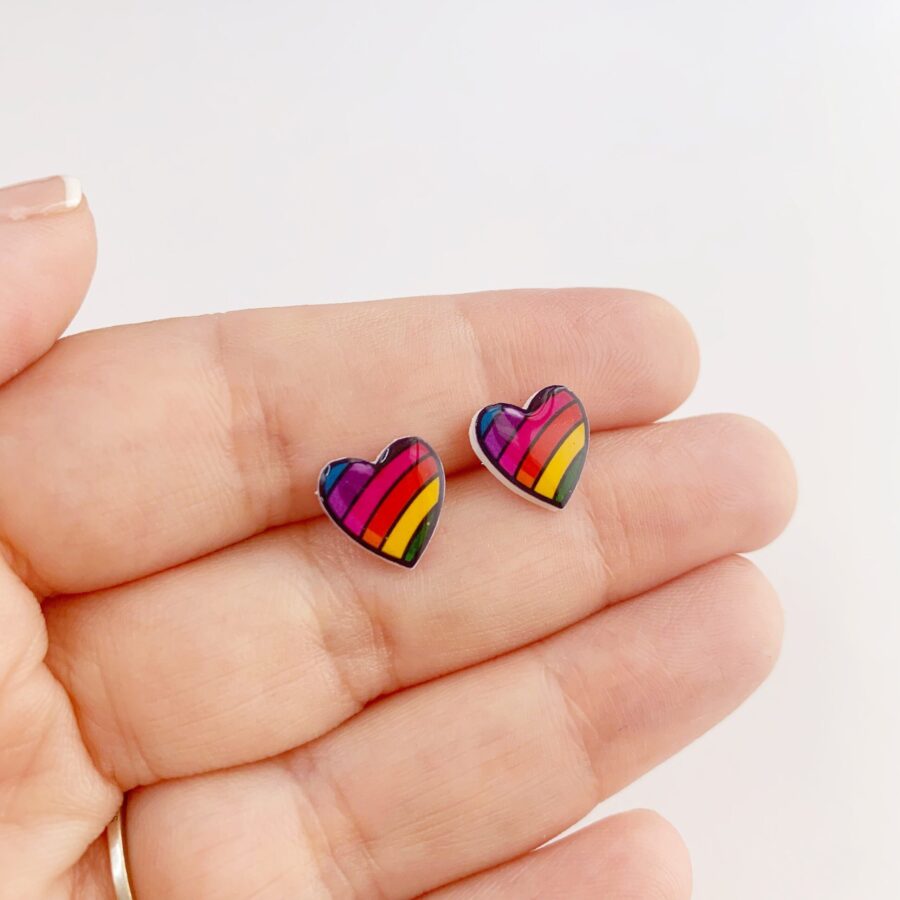 Pendientes corazón arcoíris