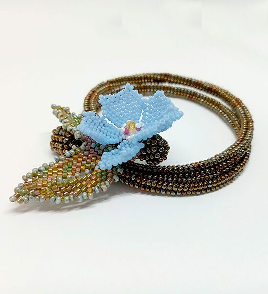 pulsera artesanal flor azul 3 Pulsera original y exclusiva hecha a mano • ArteLovers