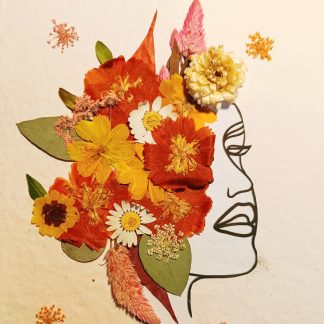 Marco flores secas, silueta cara mujer, objetos de decoración para el hogar, Decoración floral. Creada por Raquel de Mi Rincón ded Crear, www.mirincondecrear.com