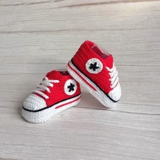 Zapatillas de crochet rojas
