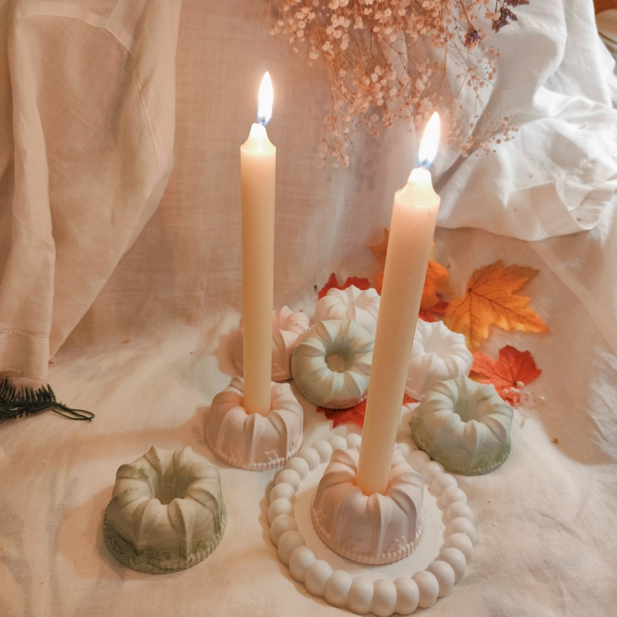 Porta velas aromático de yeso – Tonos pastel