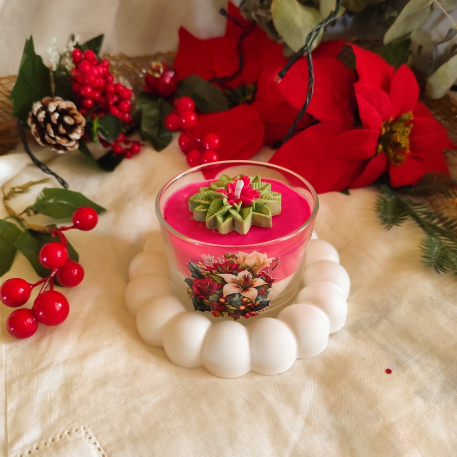 Vela Navideña Canela y Vainilla con bandeja