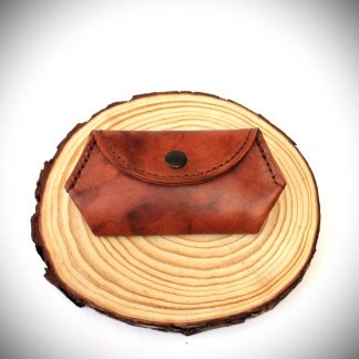 Monedero en cuero marrón Alamares