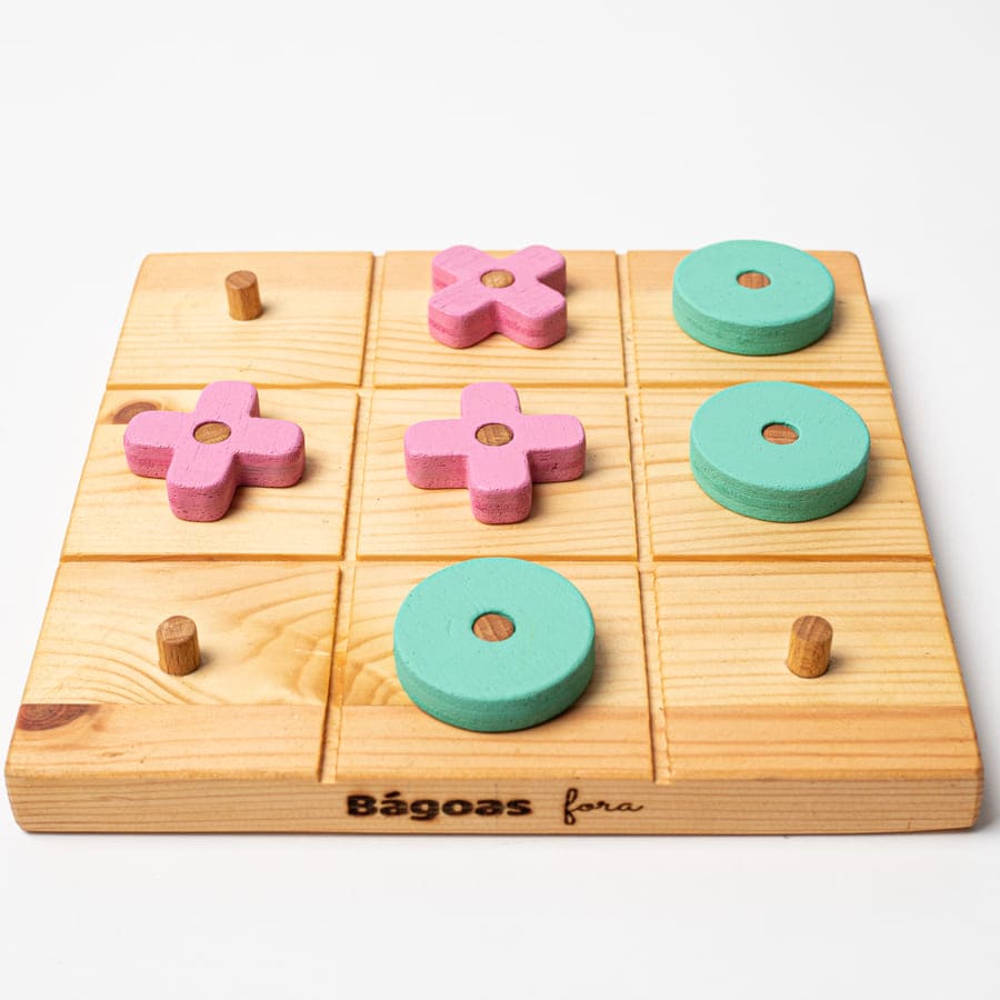 Tres en Raya en madera · Juego de mesa Tres en Raya · Tienda de simple para ArteLovers Market Tres en raya de madera de pino rosa turquesa bágoas fóra