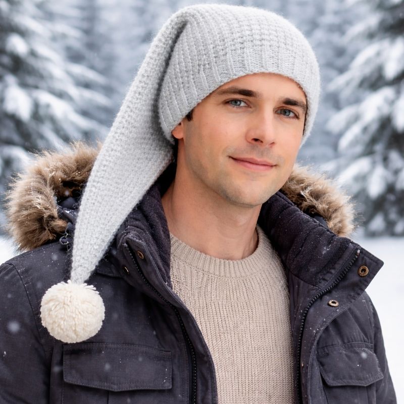 Gorro Sueños Invernales · Gorro tipo elfo de crochet tejido en mohair y con pompon blanco · Tienda de simple para ArteLovers Market Gorro Sueños Invernales - Imagen 5