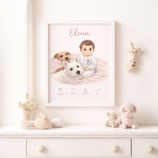 ArteLovers regalos hechos a mano por mujeres artesanas · · Tienda de para ArteLovers Market Lámina Nombre Natalicio Personalizado