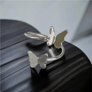 Anillo Ajustable Mariposas de Plata, Joyas de Mariposas, Milagro Rousse