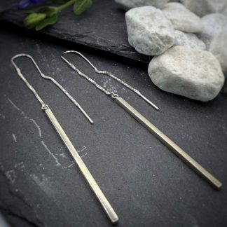 Pendientes Largos Barra de Plata 925, Pendientes Minimalistas de Plata, Milagro Rousse
