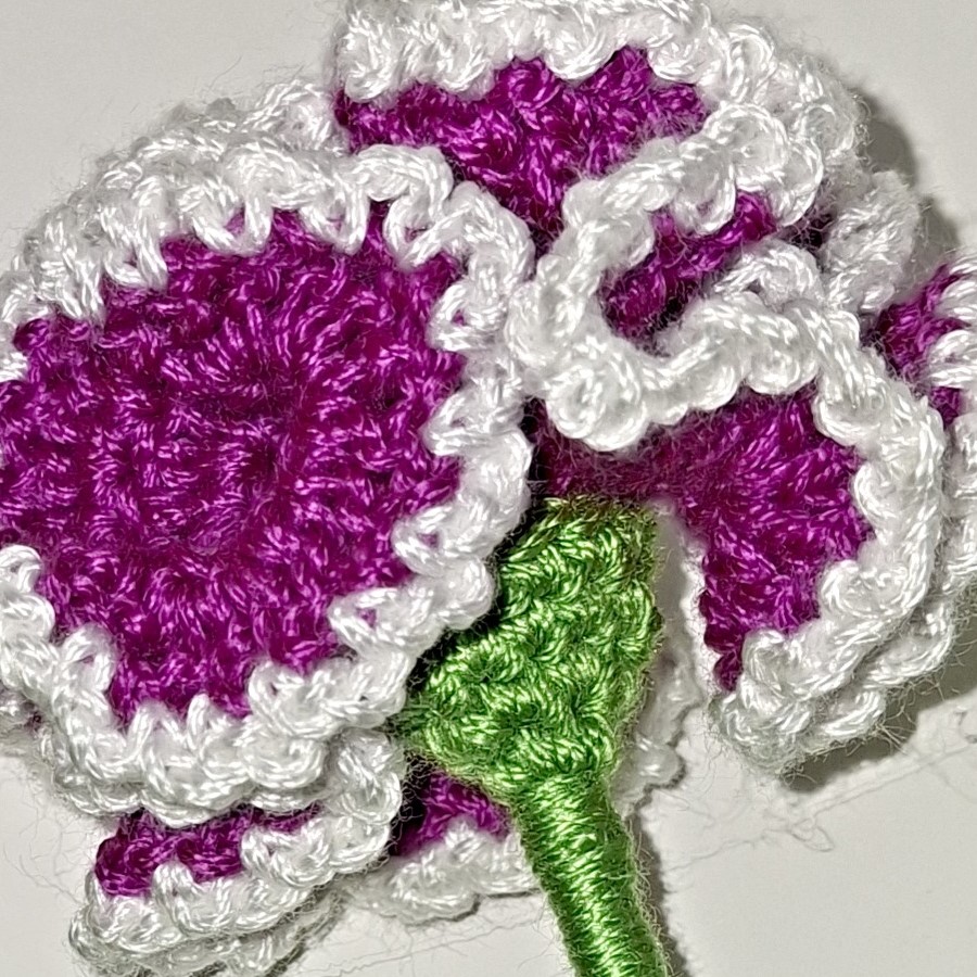 Ramito de claveles en crochet · Ramito de claveles hechos en crochet en algodón. Mínimo 3 unidades, personalizable con los colores que elijas · Tienda de variable para ArteLovers Market Ramito de claveles en crochet - Imagen 5