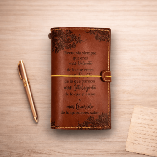 cuaderno tapa blanda marrón hecho a mano por sonrisas de ratona