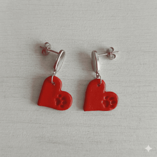 Pendientes corazón rojos