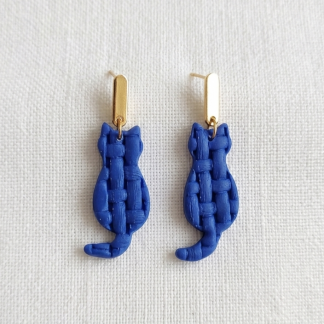 Pendientes arcilla polimérica azules gato. ENVÍO GRATIS