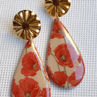 pendientes gota amapola