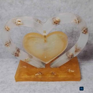 Doble corazón personalizable de resina epoxi