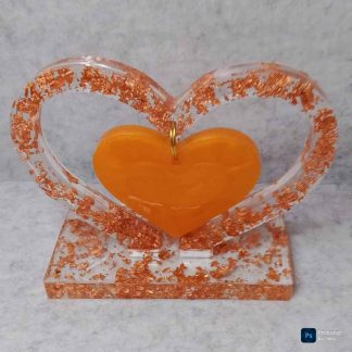 Doble corazón personalizable de resina epoxi