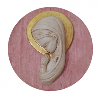Relieve Virgen niña rosa.