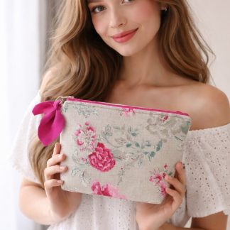 ArteLovers regalos hechos a mano por mujeres artesanas · · Tienda de para ArteLovers Market Neceser Floral Beige & Fucsia