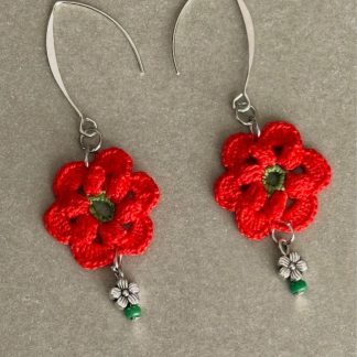 Pendientes flor en micro ganchillo