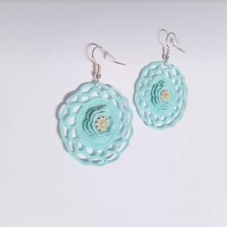Pendientes de crochet Luna en verde menta