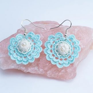 Pendientes de crochet Essenza en verde menta y beige
