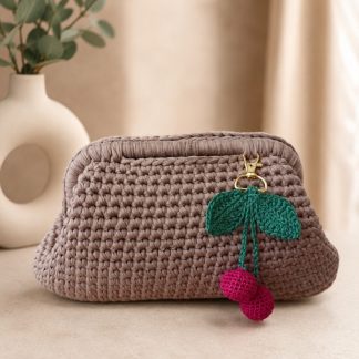 Bolso Clutch Tejido en Ganchillo con trapillo Color Nude