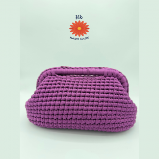 Bolso Clutch Tejido en Ganchillo con trapillo Color Magenta Vibrante