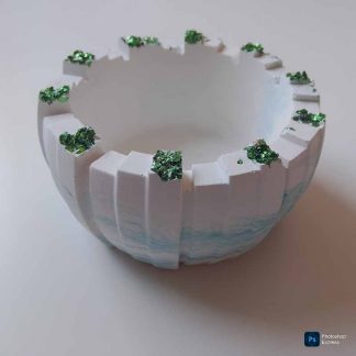 Cuenco decorativo con incrustaciones y tonos verdes y azules