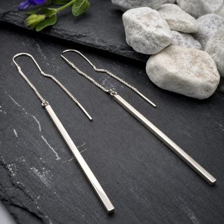 Milagro Rousse-Pendientes Largos Barra y Cadena Plata, x pendientes largos de plata, Milagro Rousse