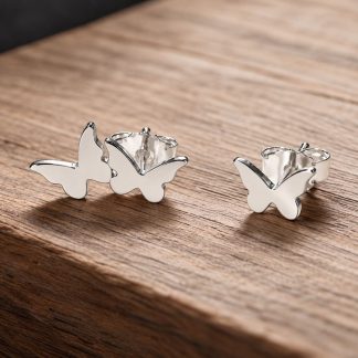 Pendientes de Plata 925 con Mariposas Asimétricas