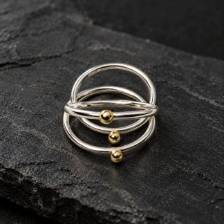 Juego de 3 Anillos de Plata y oro 18K, anillos sencillos de plata, Milagro Rousse